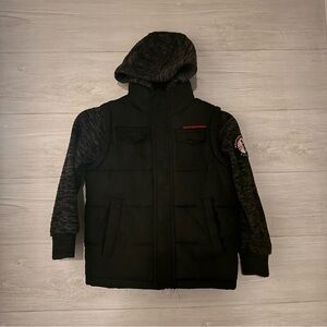 WEATHERPROOF  Boys Size 5-6 Black Hooded Jacket Full Zip Lined